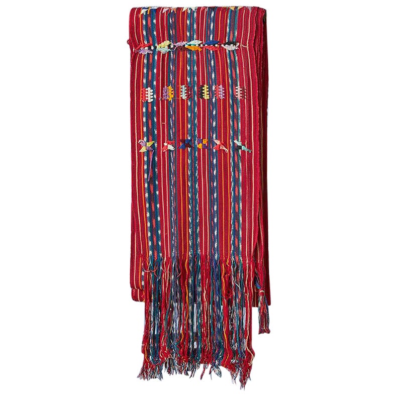 Vintage Red Handwoven Cotton Sash, Gutamala, 20th Century