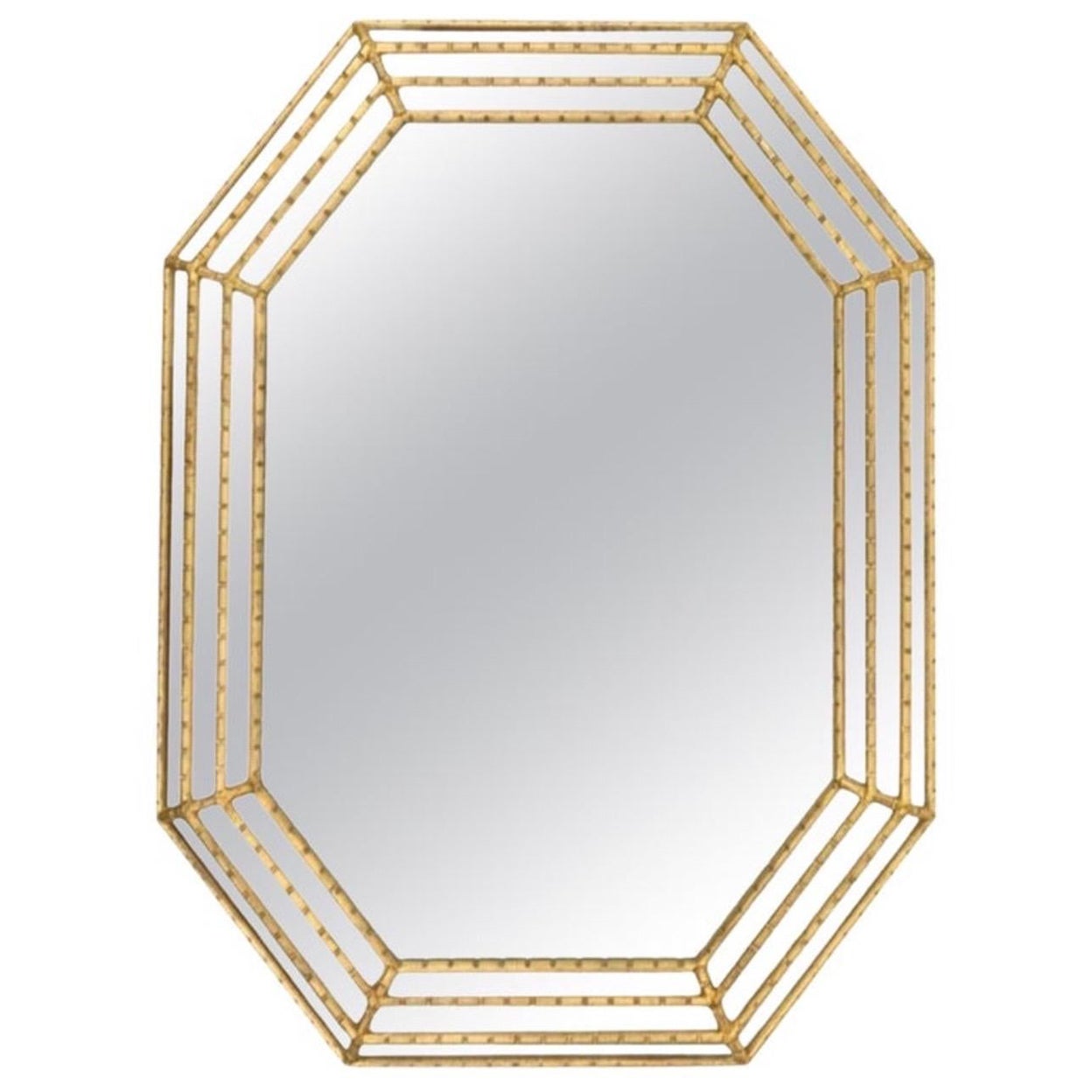 Miroir octogonal Labarge Gold Faux Bambou