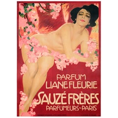 Vintage Metlicovitz, Original Art Nouveau Poster, Liane Fleurie Sauze Perfume Paris 1910