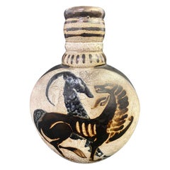 "Lion and Antelope", Bottle-Form Art Deco Vase by Primavera, possibly Buthaud