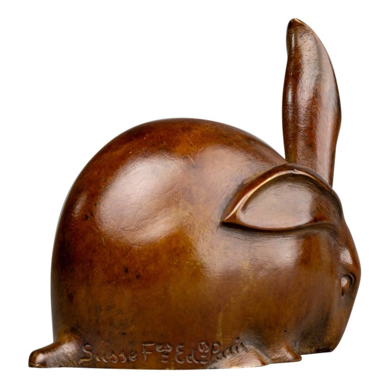 E.M.Sandoz : "Lapin oreille dressée", bronze sculpture, cast Susse Frères  c.1930 For Sale at 1stDibs