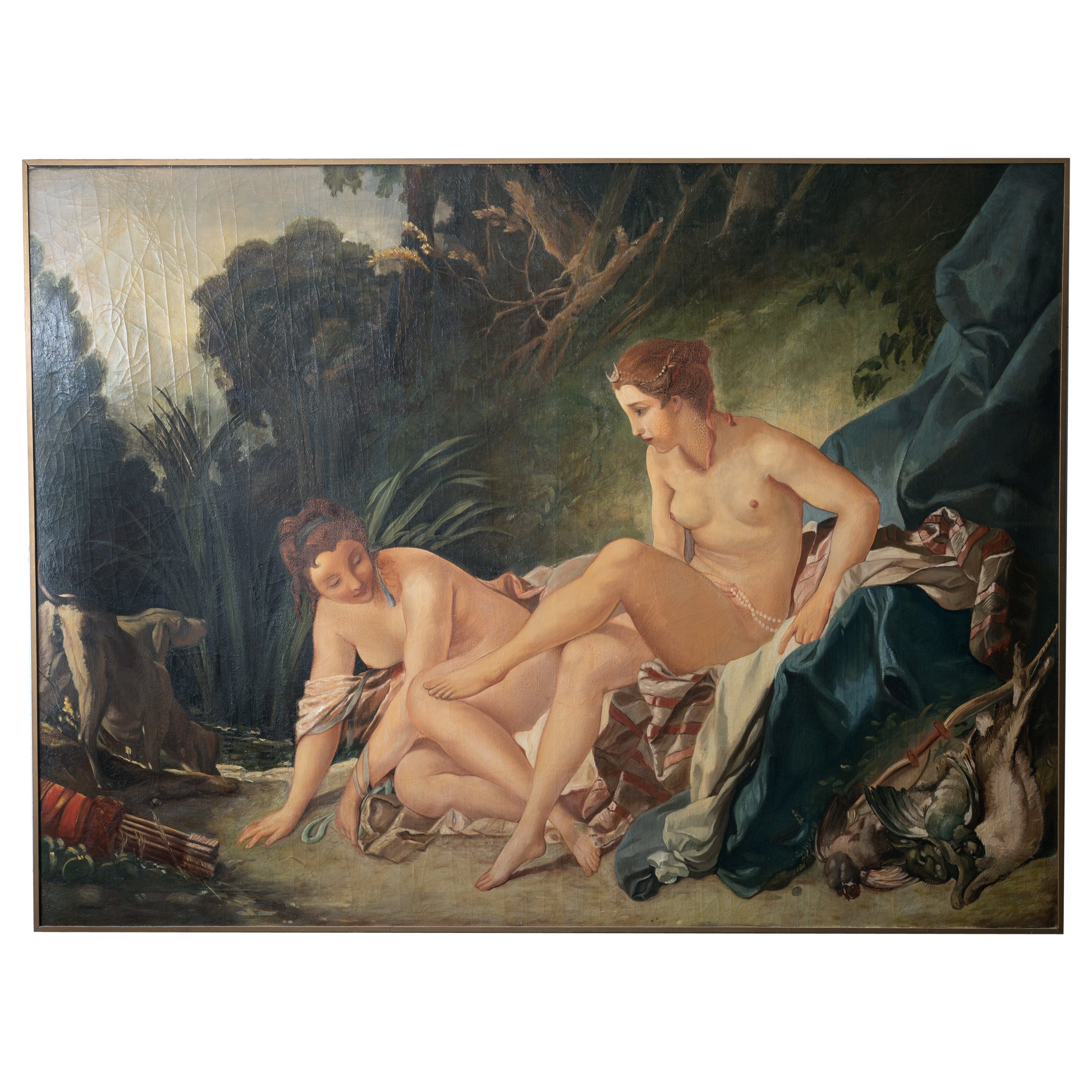 Diana Bathing, after Boucher Oil on Canvas, 19th Century For Sale