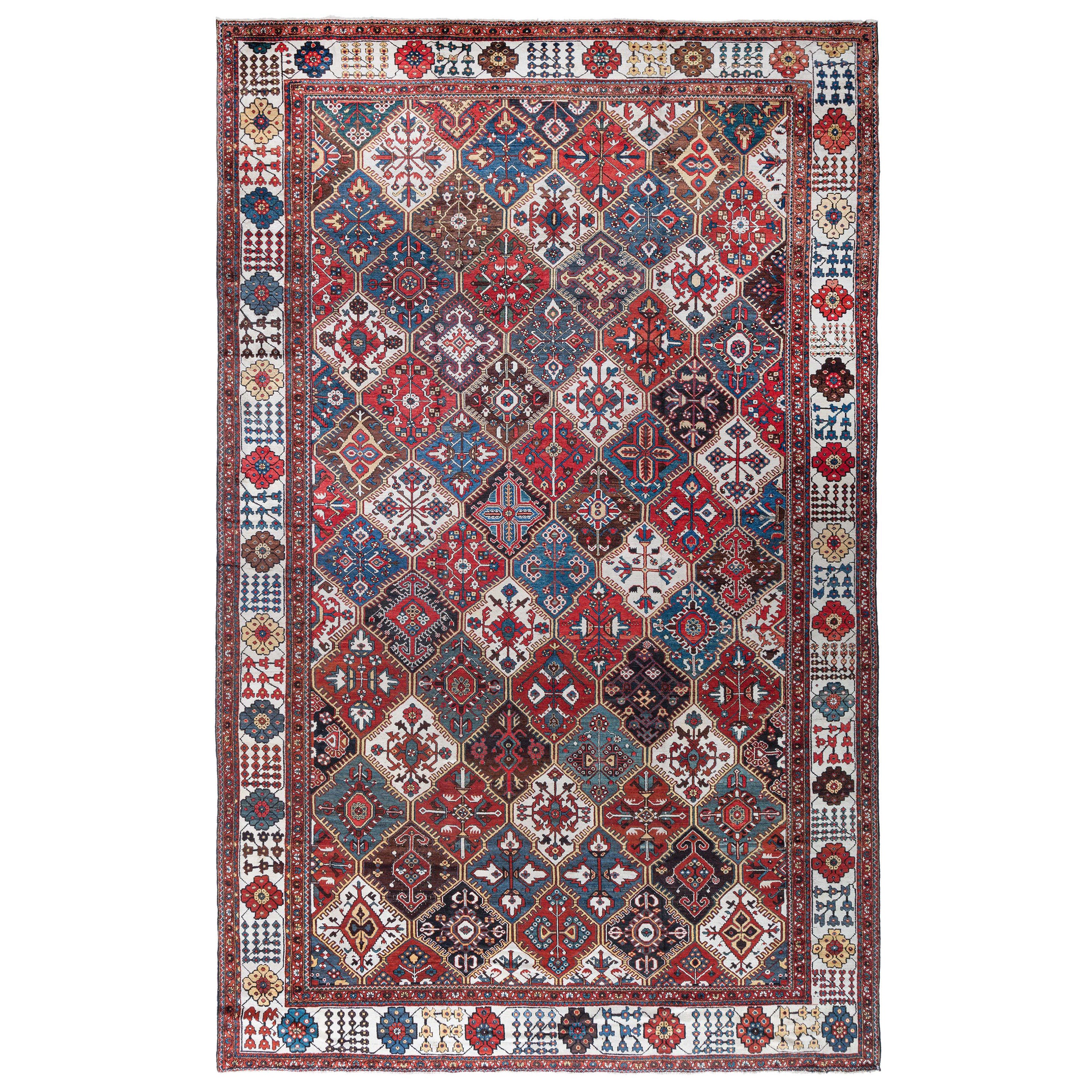 Authentic 19th Century Persian Bakhtiari Carpet For Sale