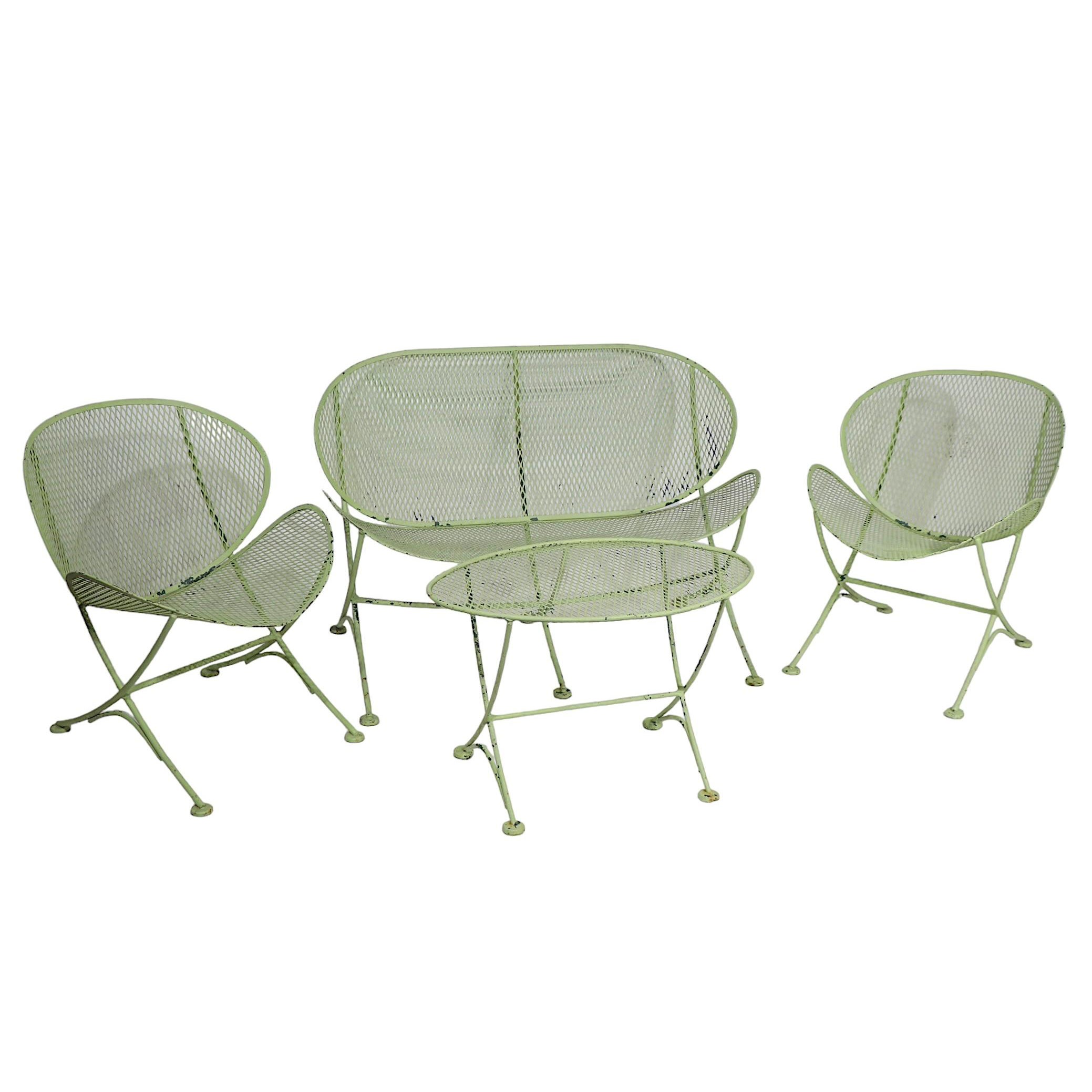 Ensemble de 4 pièces Tempestini pour Salterini Orange Slice Style settee Chairs Table  en vente