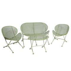 4pc Suite Tempestini for Salterini Orange Slice Style Set Settee Chairs Table