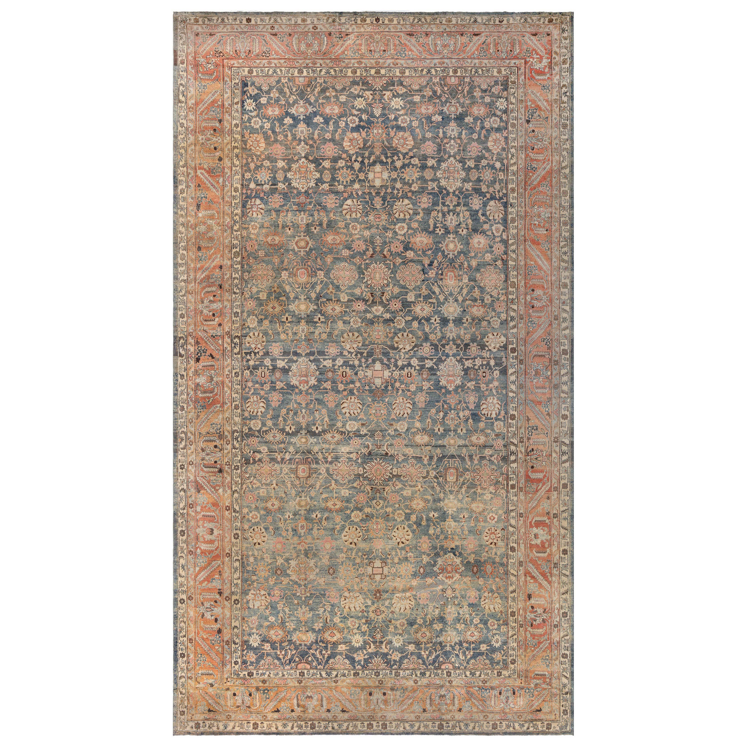 Antique Persian Malayer Handmade Wool Rug For Sale