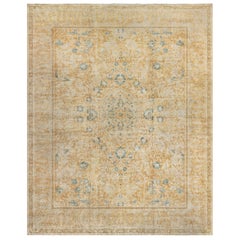 Authentic 19th Century Indian Beige Wool Rug