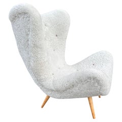 Used Swedish Modern armchair in sheepskin, 1940-50s