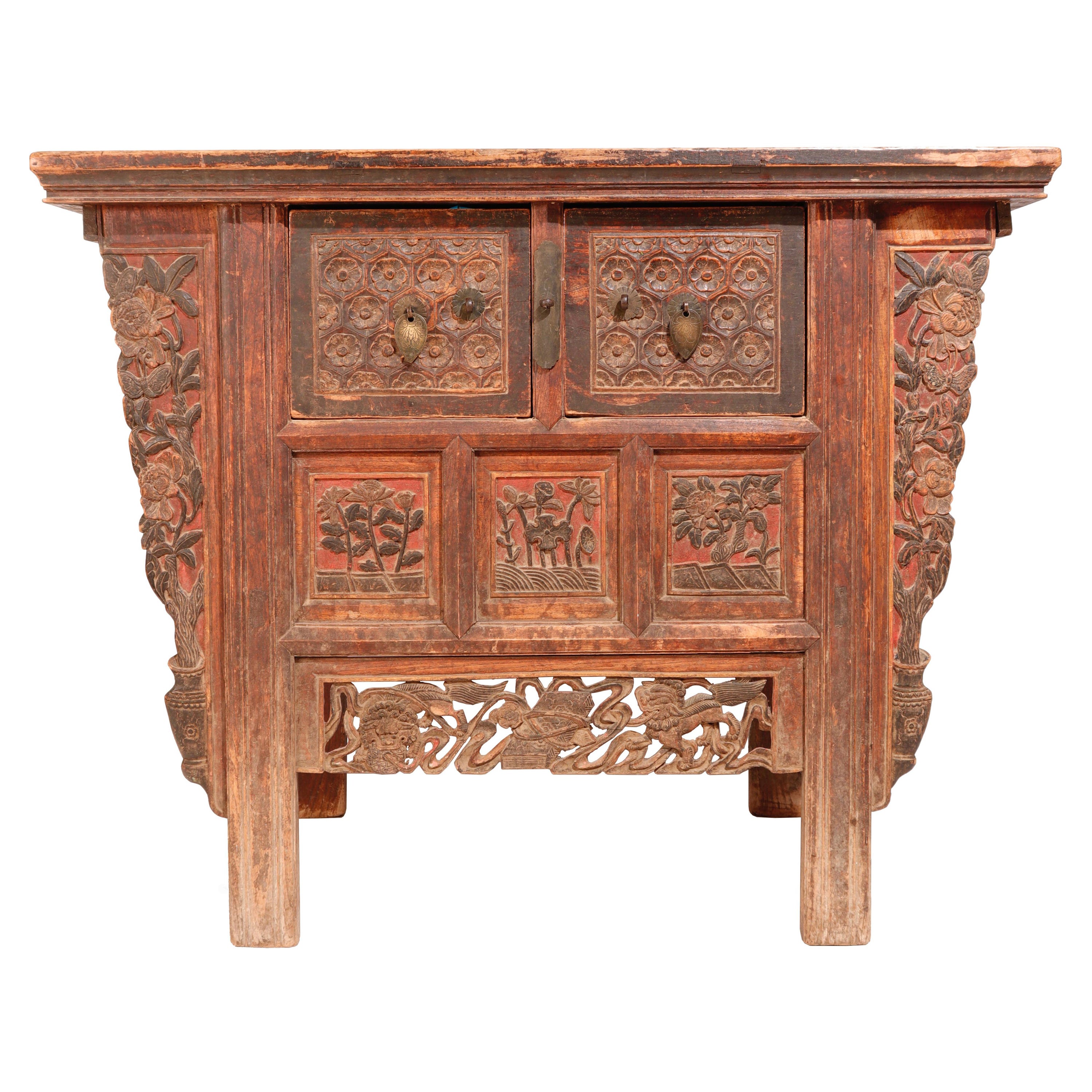 Antique Chinese Shanxi 2 - Drawer Cabinet For Sale