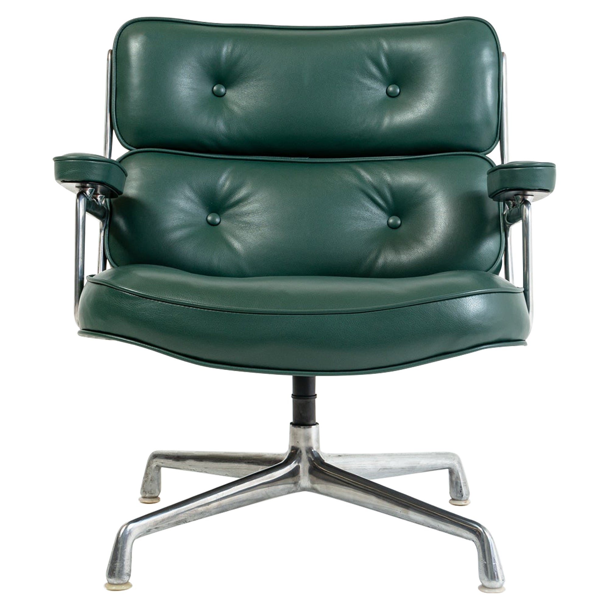 Eames Time Life Lobby Lounge Chair ES105 in Forest Green Leather For Sale