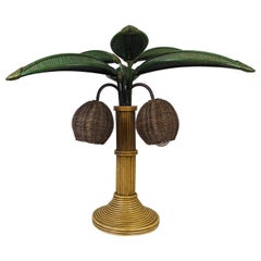 Pencil Reed Palm Tree Table Lamp, c1980s 