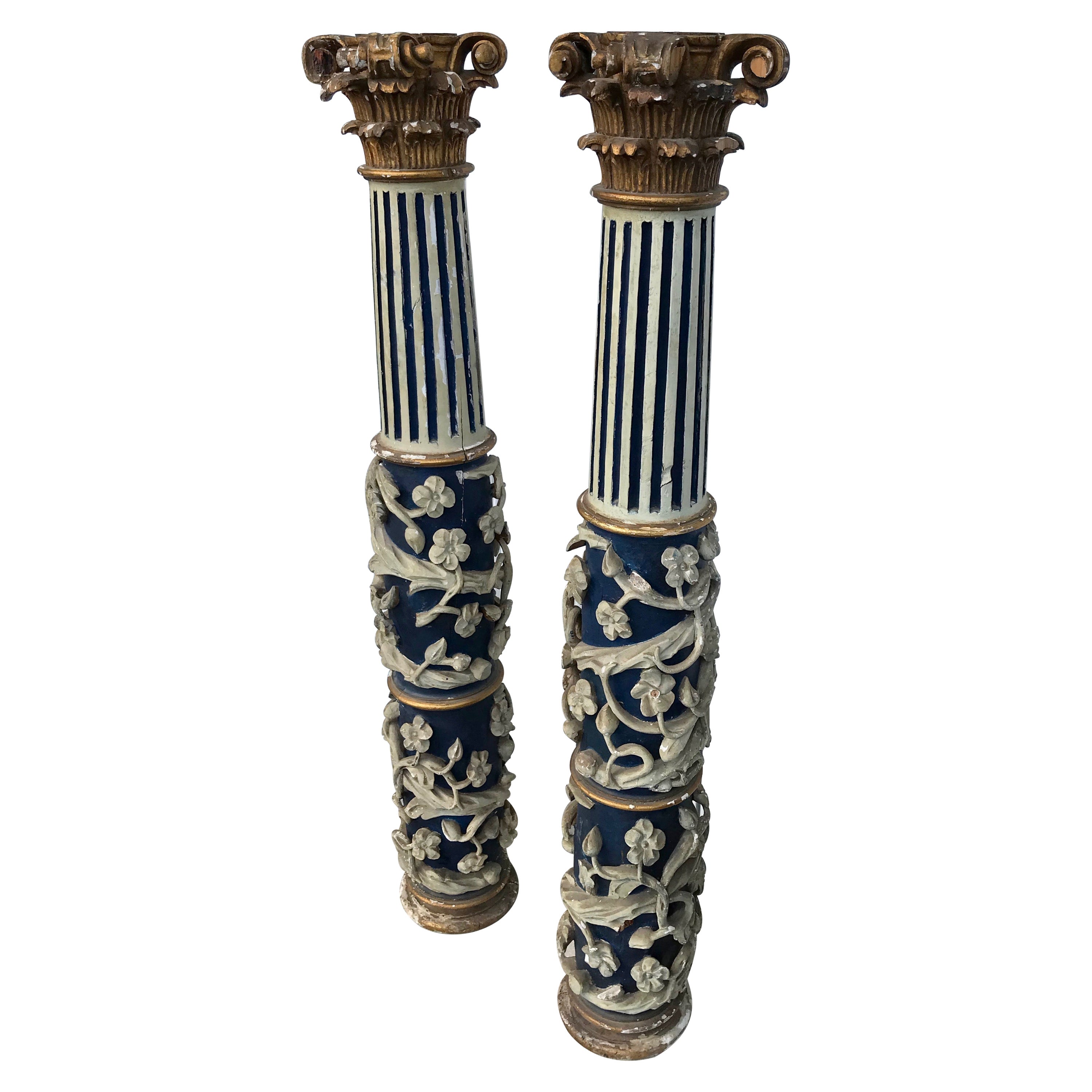 Paire de colonnes italiennes du 18ème siècle