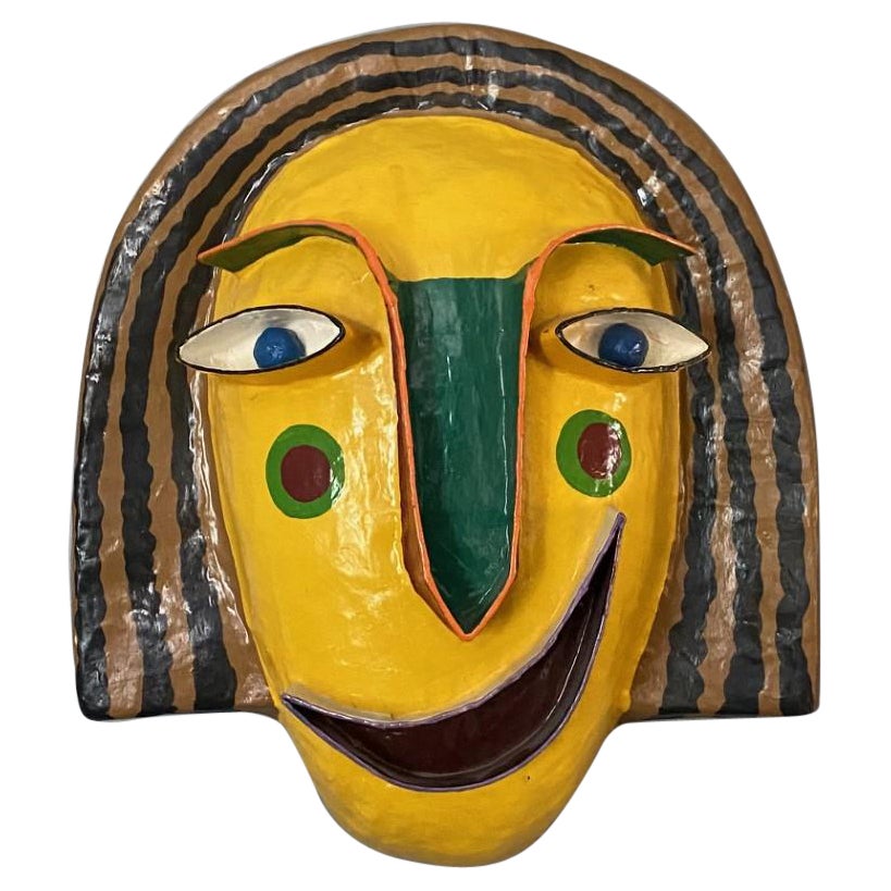Vintage Papier Mache Face Mask Sculpture