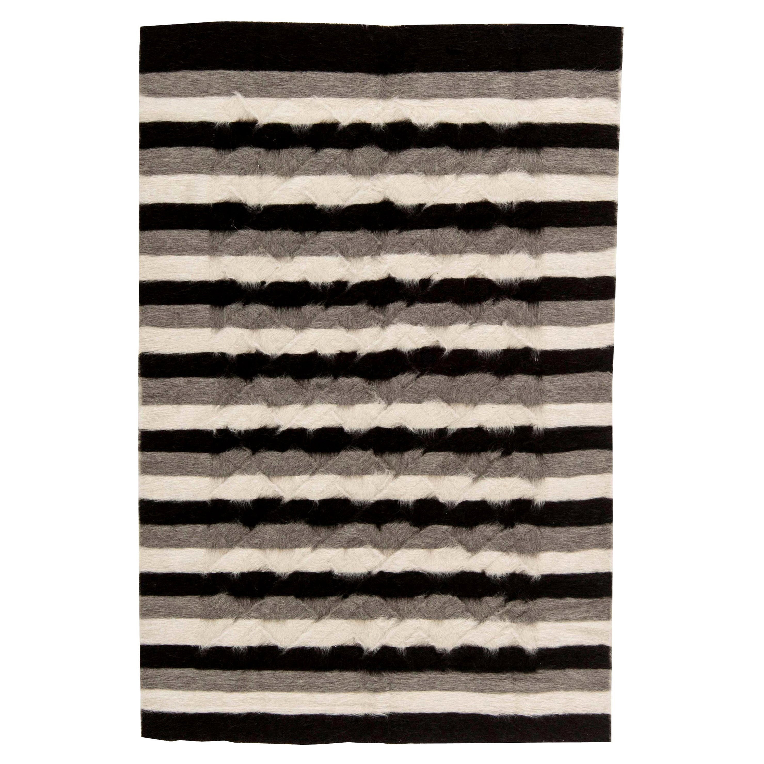 Taurus Collection Striped Goat Hair Rug by Doris Leslie Blau For Sale
