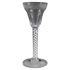 Engraved Pan Top Single Series Opaque Twist Wine Glass c1760 Engraved Pan Top Si