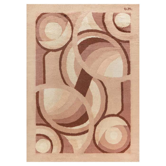 Vintage French Art Deco Wool Rug by D.i.M. For Sale at 1stDibs
