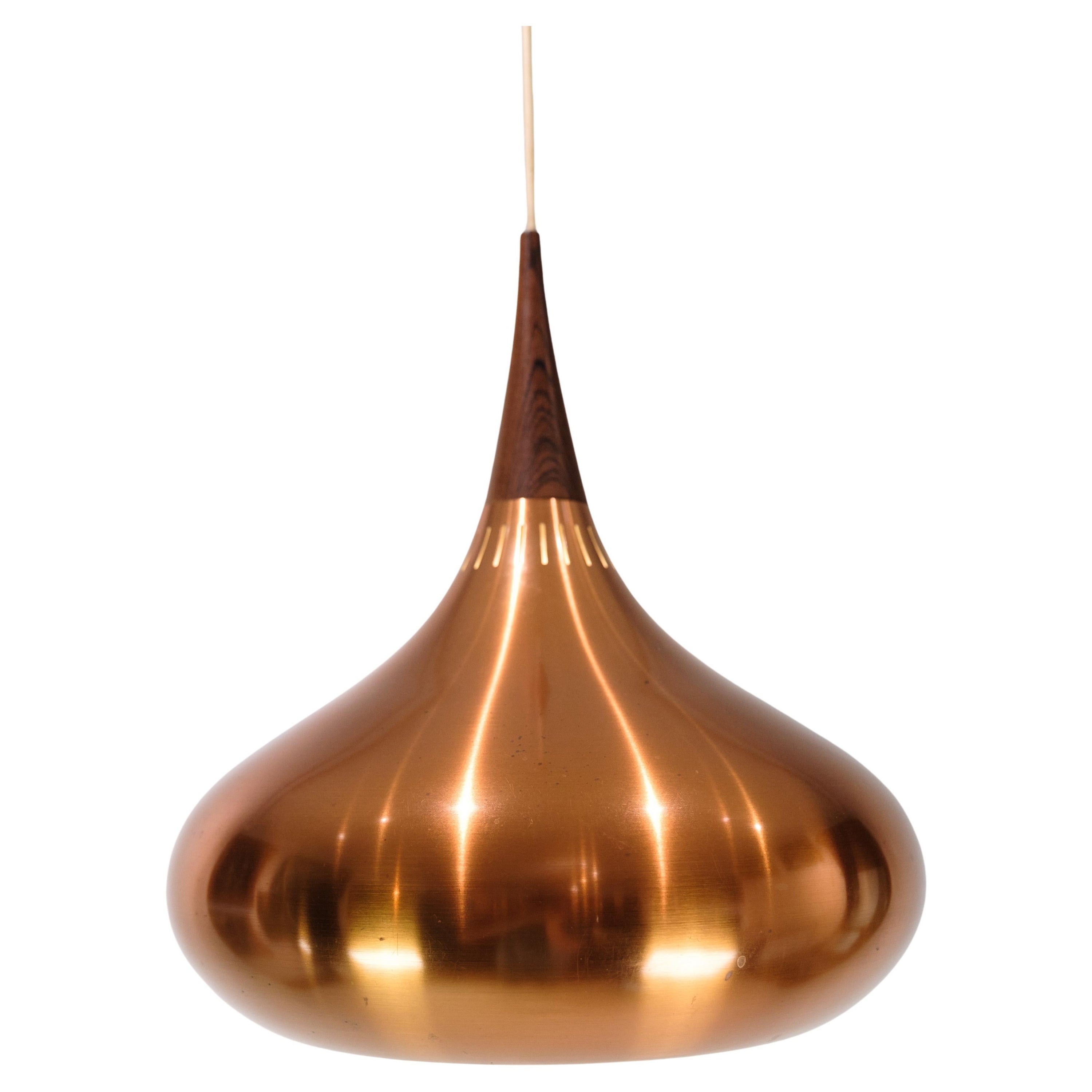 Orient P1 Pendant Made In Copper & Rosewood By Jo Hammerborg From 1960s For Sale