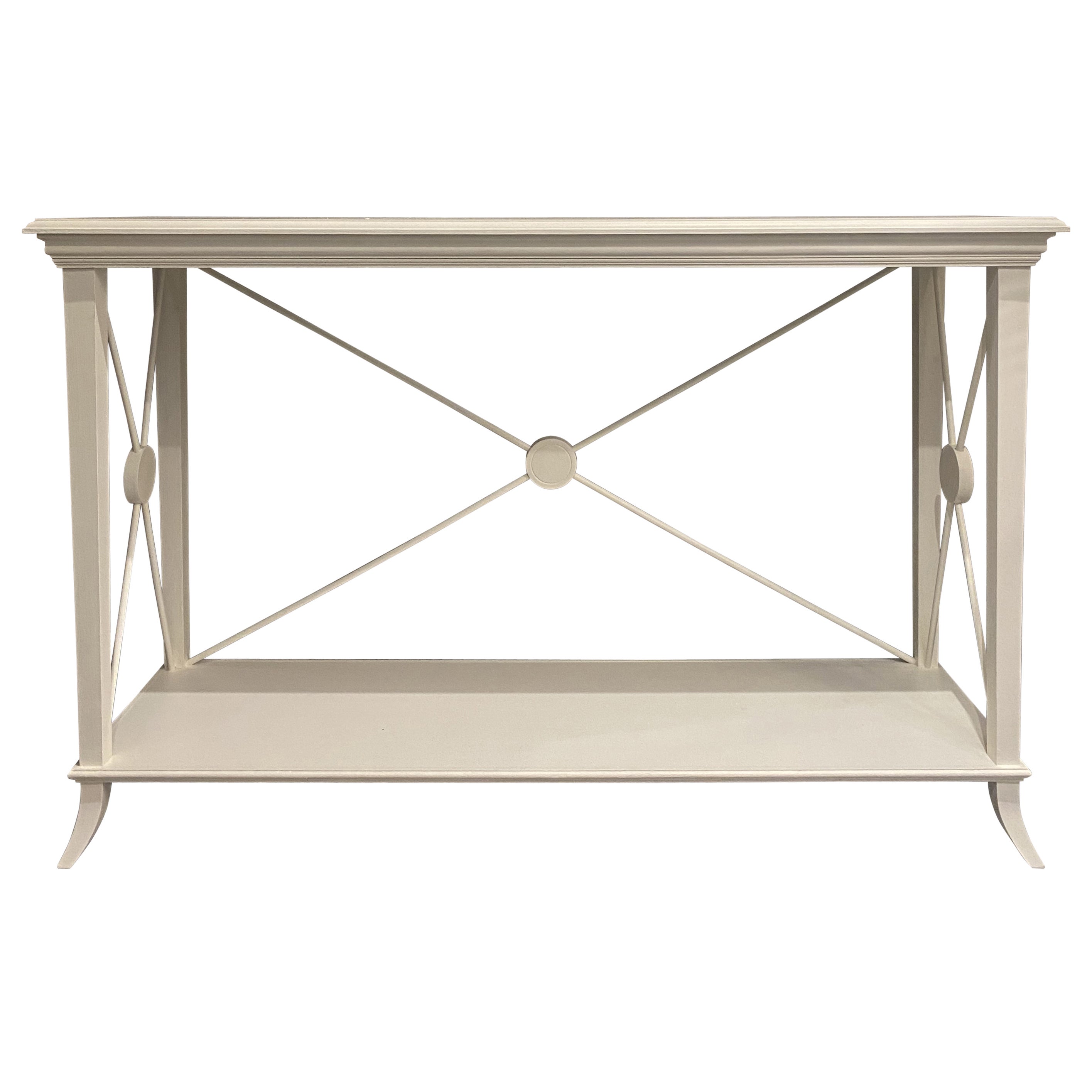 Contemporaneo italiano  Tavolo Consolle in Legno Laccato Bianco con Finiture Wood in vendita
