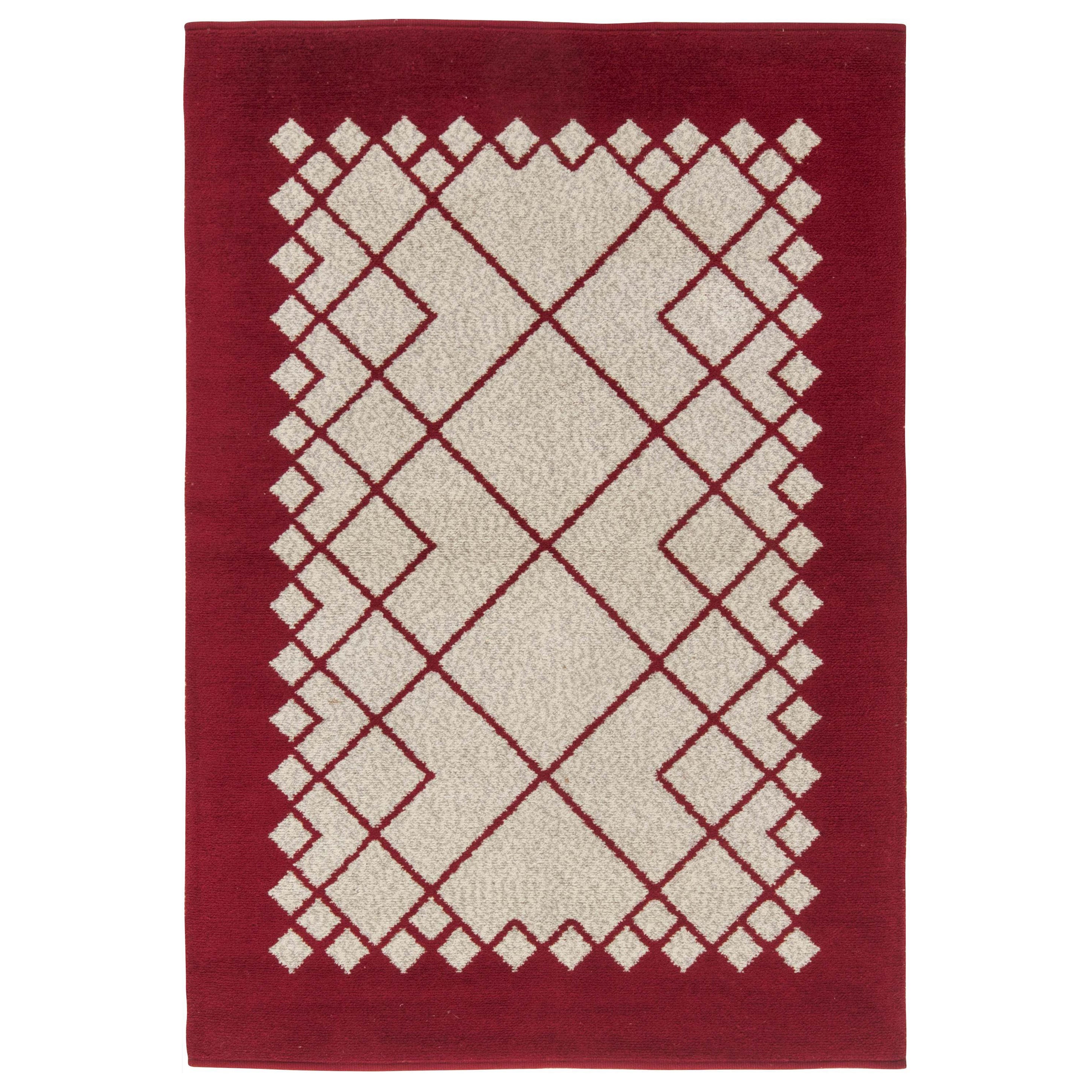 Midcentury Double Sided Swedish Flat-Weave Wool Rug