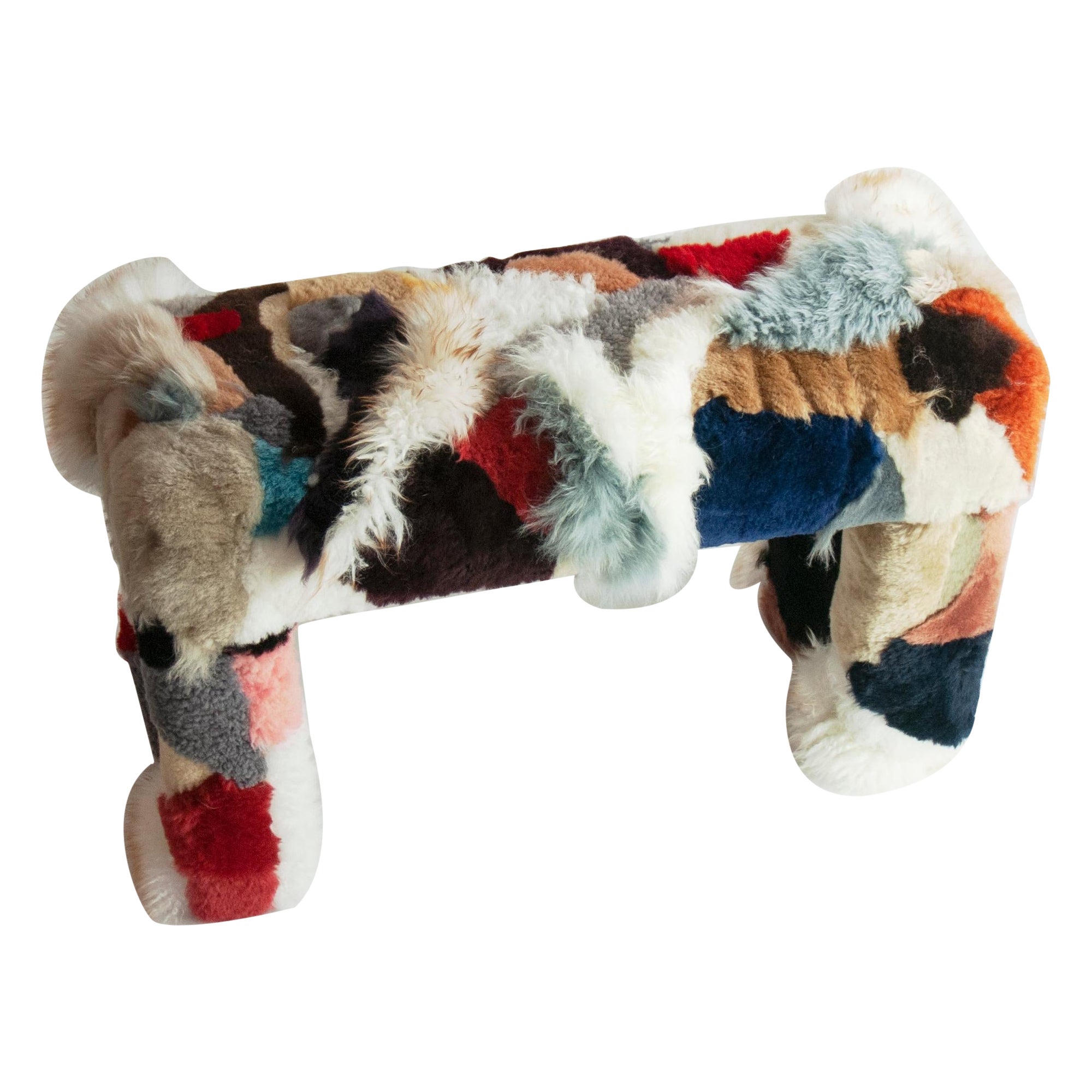 BLOC Upholstered Sheepskin Bench For Sale