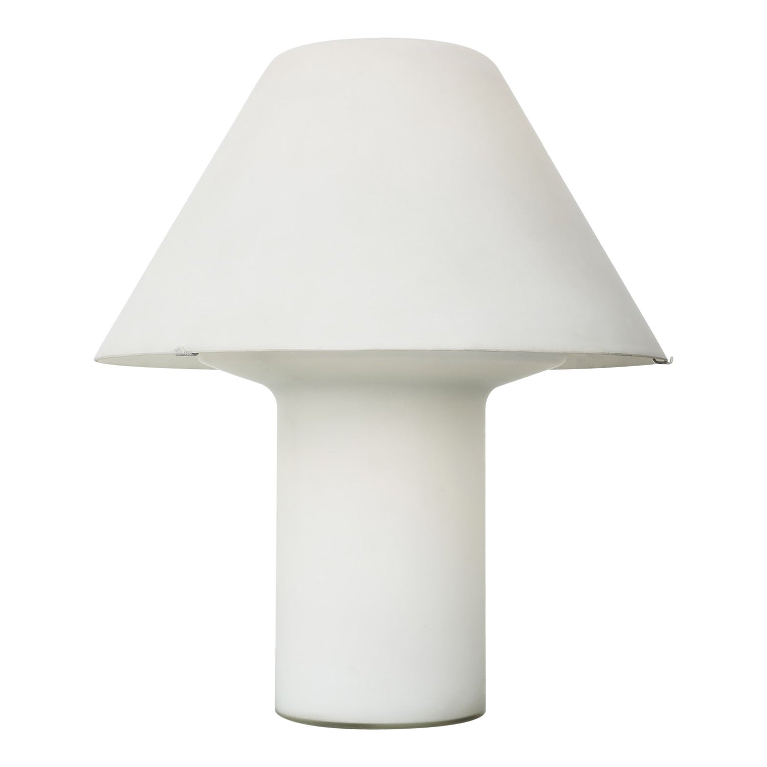 Lampe de table champignon en verre opale dépoli
