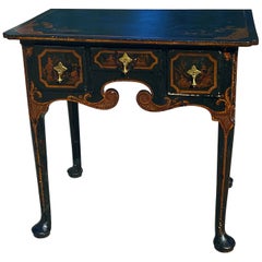 Antique Queen Anne Black Japanned entryway table
