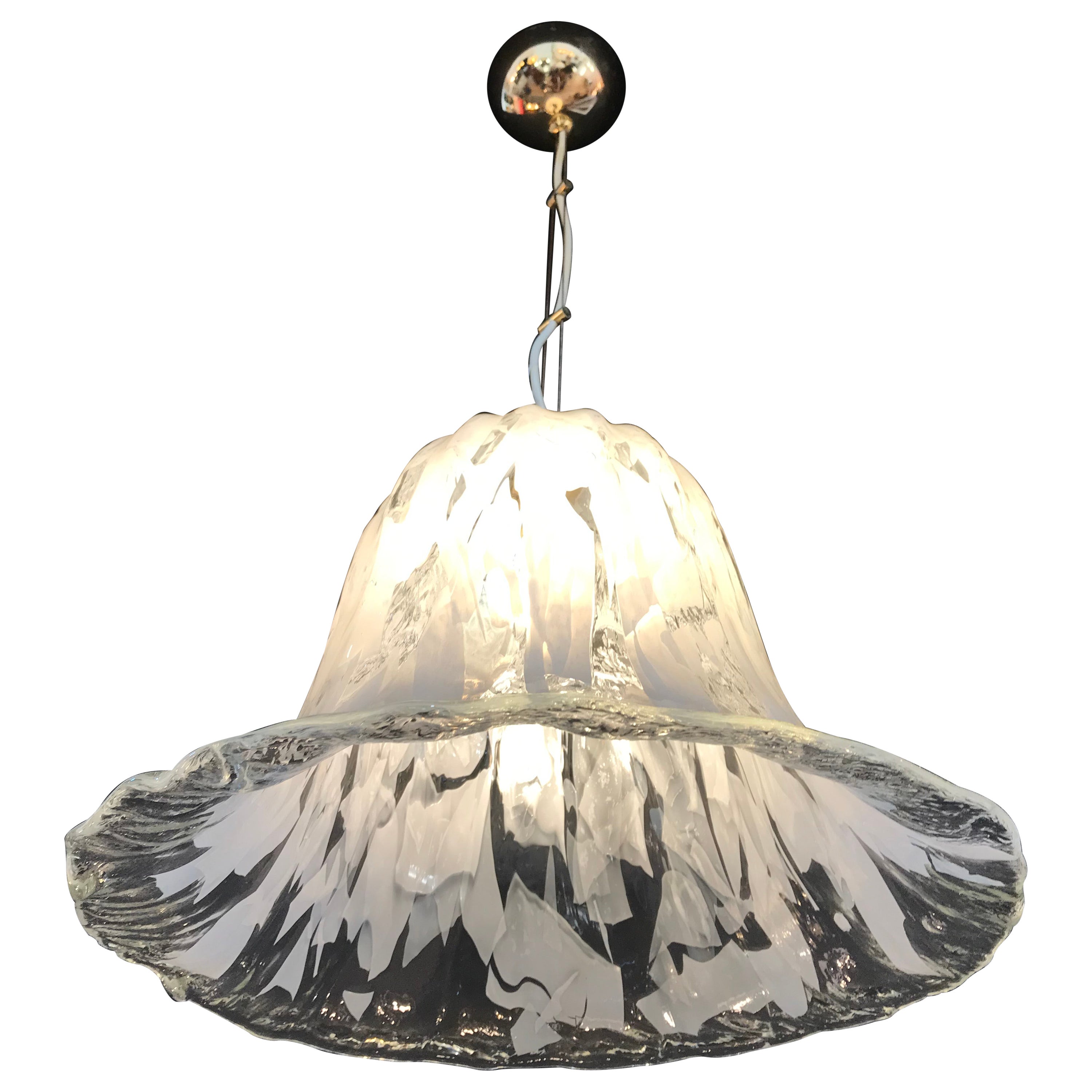 Large Tulip Murano Glass Pendant Lamp by Carlo Nason For Sale