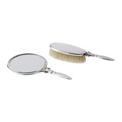 Used Georg Jensen Sterling Silver Mirror and Brush 172
