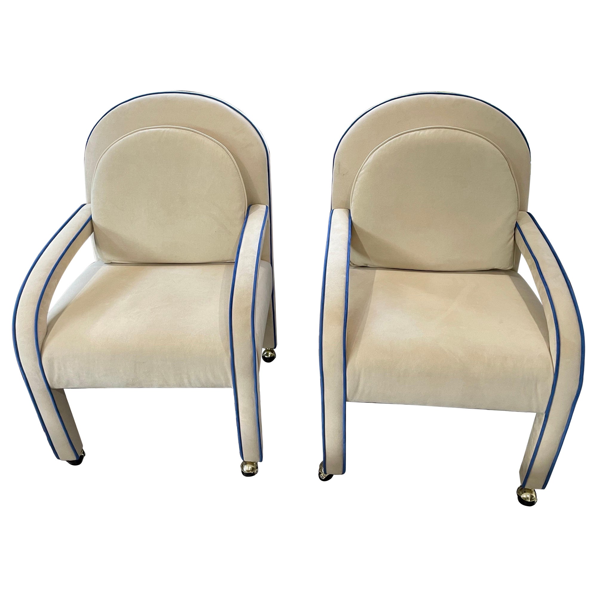 1980’s Postmodern Parsons Milo Baughman Style Club Chairs  For Sale