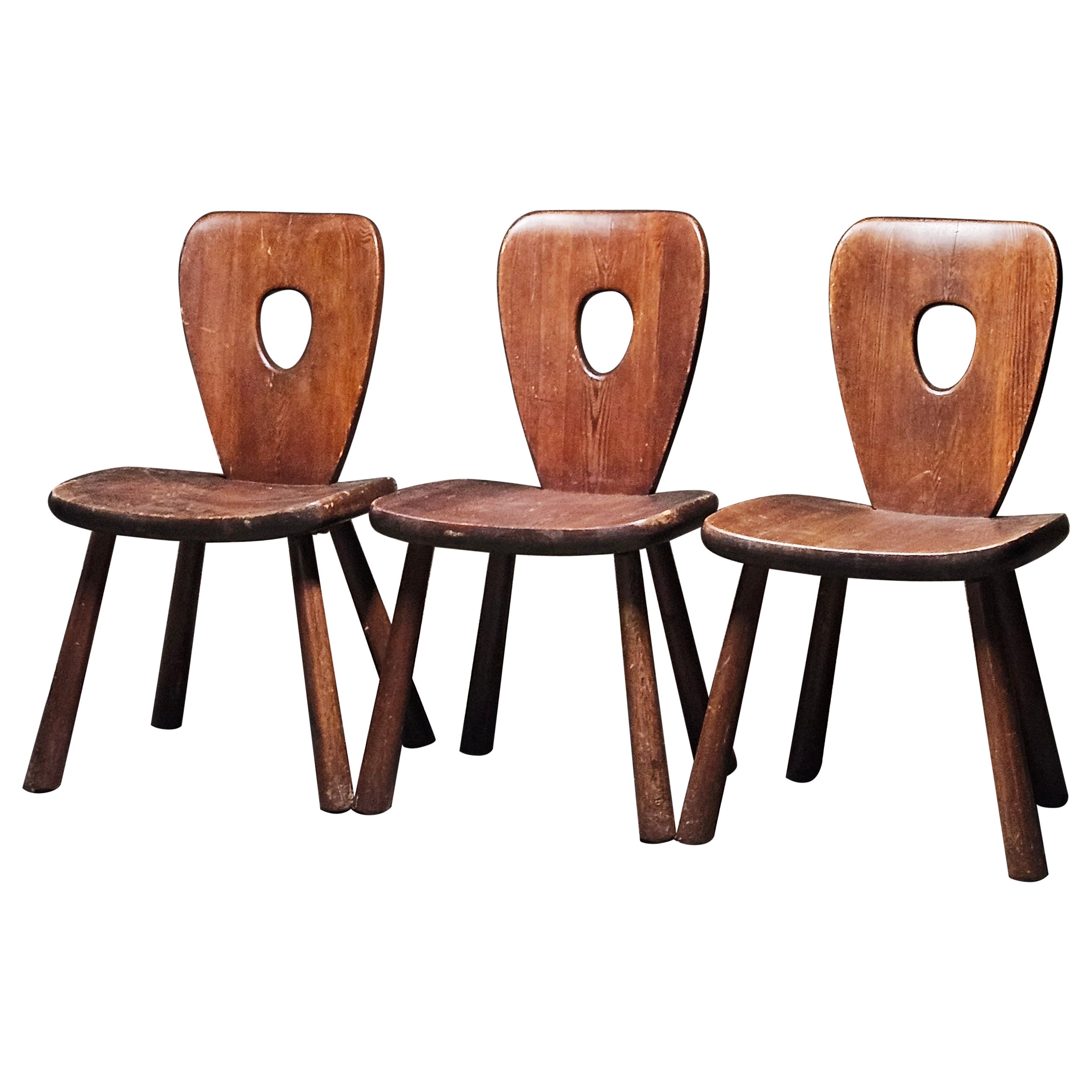 Extremely rare Bo Fjaestad pine chairs, Arvika Konsthantverk, Sweden, 1930s For Sale