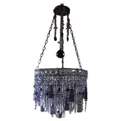 1940s French Regency Cut Amethyst & Clear Loaded with Crystal Tiered Chandelier