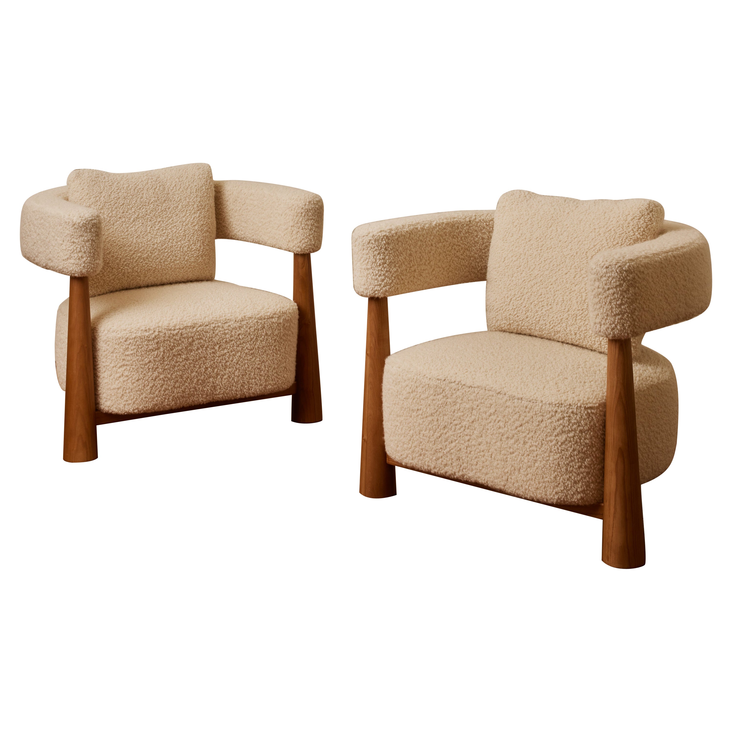 Wooden armchairs by Studio Glustin For Sale