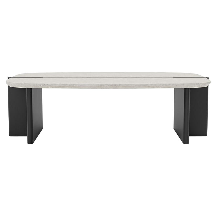 Coffee Table 'Surfside Drive' by Man of Parts, Large, Ivory & Black Ash For Sale