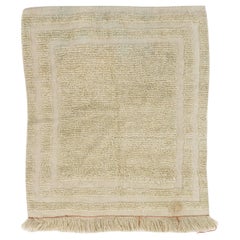 Vintage 3.3x3.3 Ft Plain Minimalist Tulu Rug, All Natural Un-Dyed Wool, Custom Options A