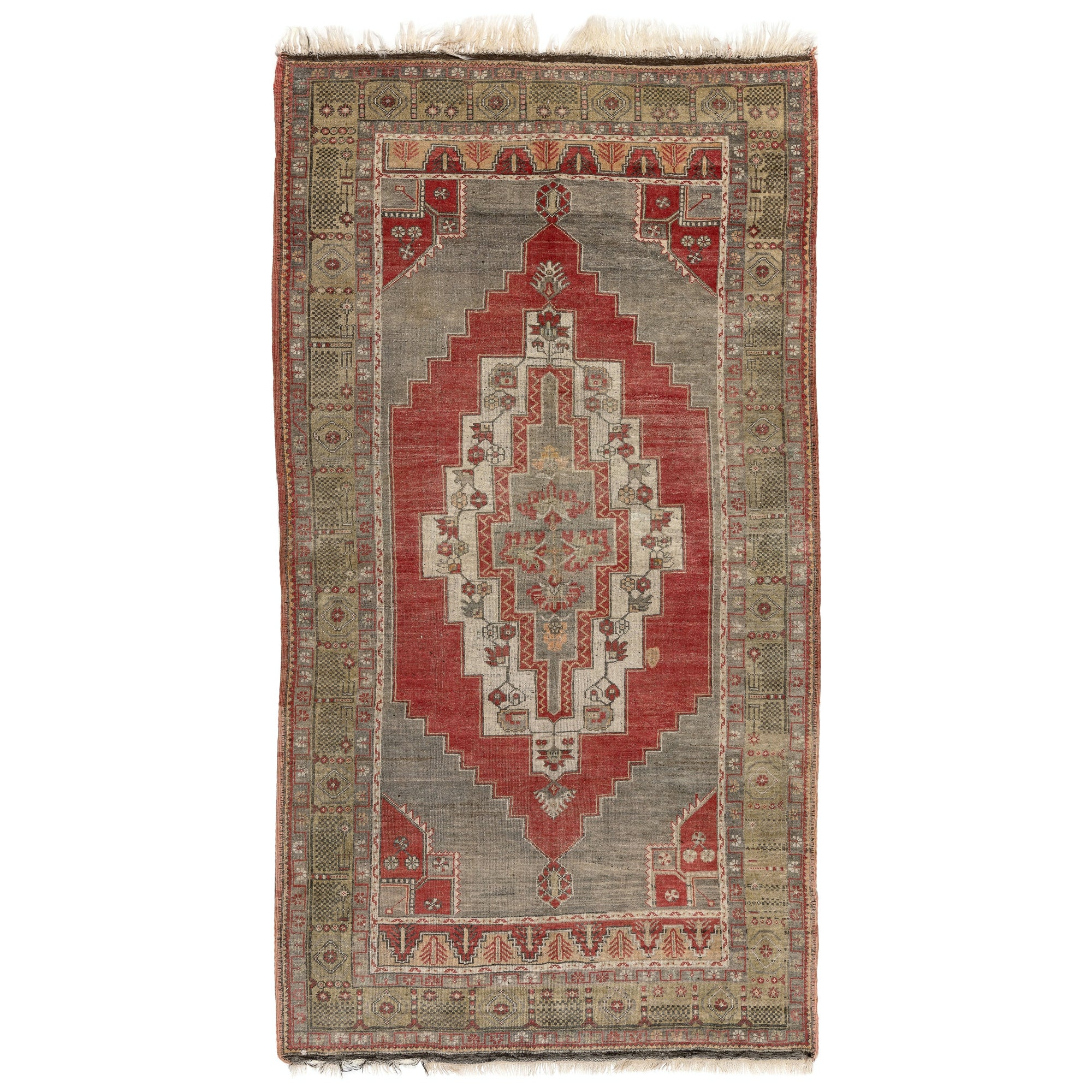 5.3x9.4 Ft Hand Knotted Vintage Anatolian Area Rug with Tribal Style. 100% Wool