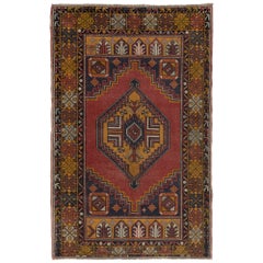 3.8x5.8 Ft Unique Handmade Vintage Oriental Rug, Traditional Tribal Style Carpet
