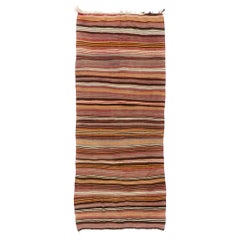 5x11.8 Ft Handmade Vintage Striped Turkish Runner Kilim. Flat-Weave Colorful Rug