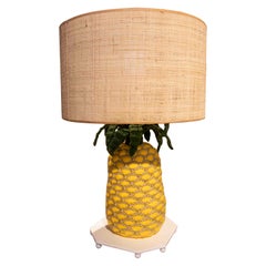 Handgenähte Ananas-Lampe aus Wolle und Eisenfuß