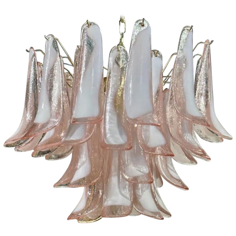 Modern Pink and White Saddle Chandelier