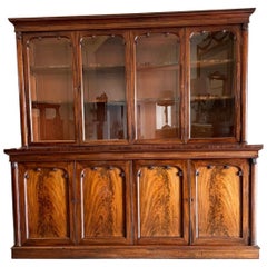 Outstanding Quality Antique William IV Figured Mahogany Bookcase