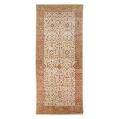 1900s Sultanabad Persian Gallery Wool Rug In Beige and Orange With Floral Motif