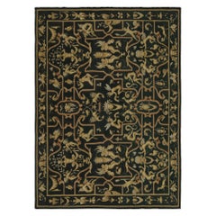 Rug & Kilims Flachgewebe-Teppich im Tudor-Stil in dunklem Teal mit goldenem Bildmotiv