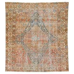 Allover 1900s Antique Persian Bakhtiari Wool Rug In Rust Color 