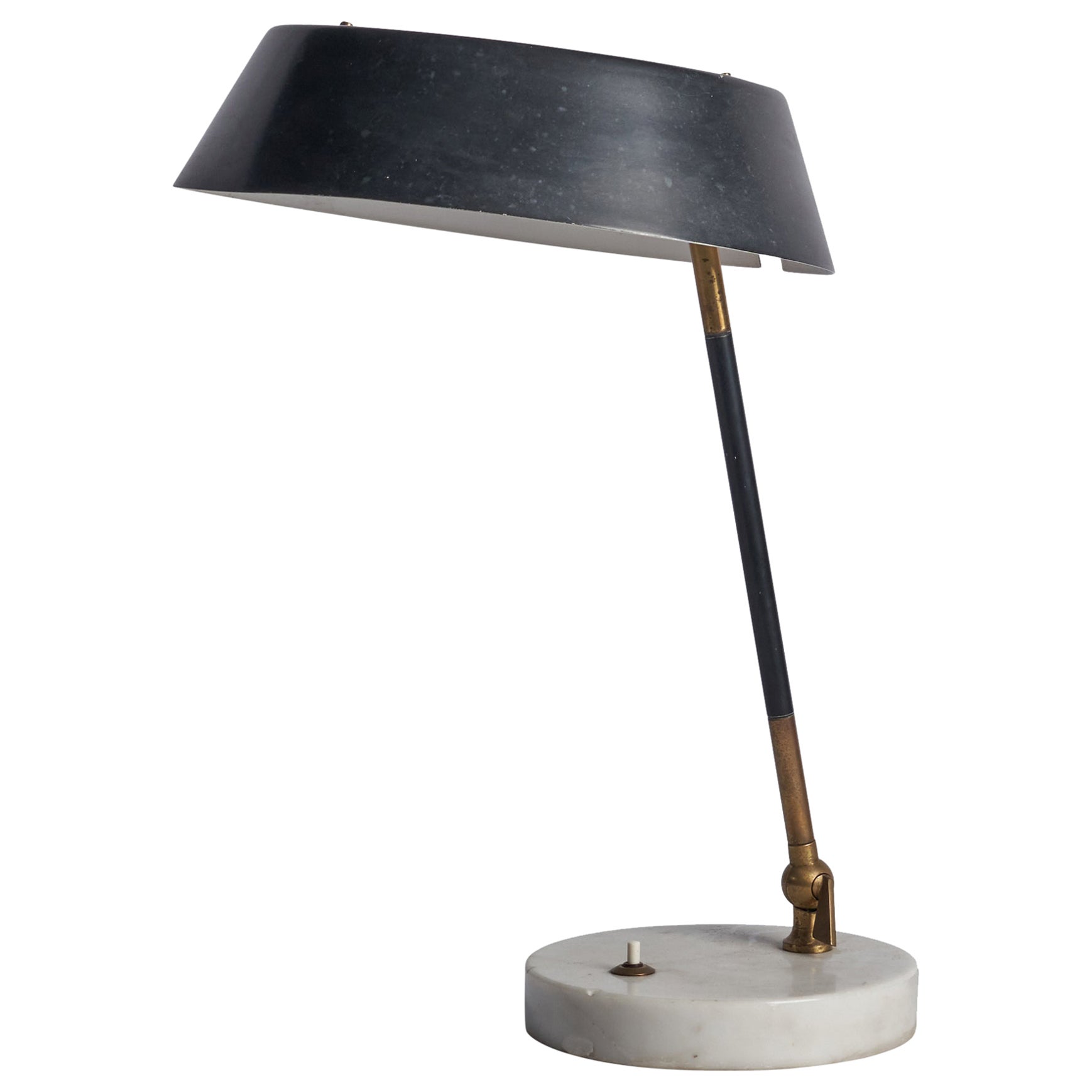 Stilux Milano, Table Lamp, Brass, Metal, Acrylic, Marble, Italy, 1950s For Sale