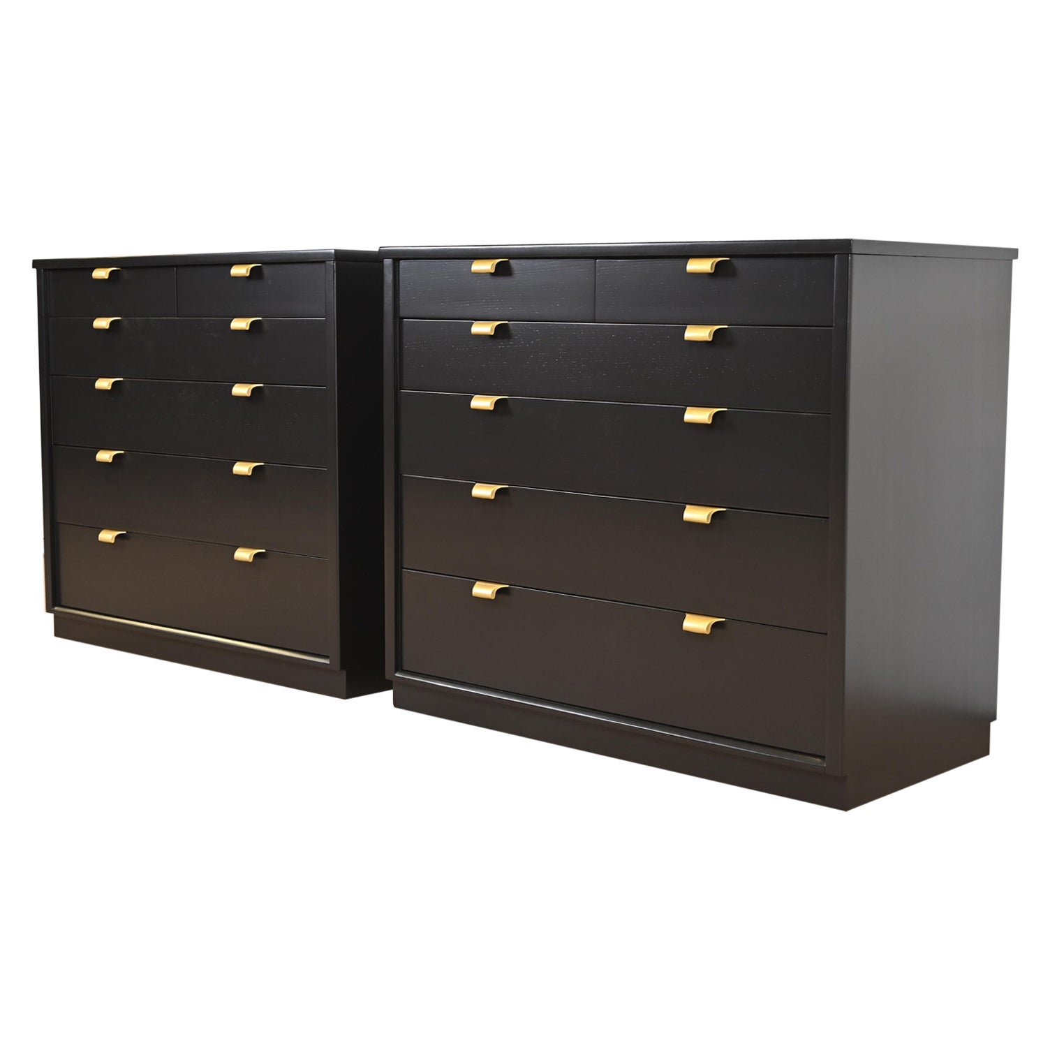 Edward Wormley for Drexel Black Lacquered Dresser Chests, Newly Refinished