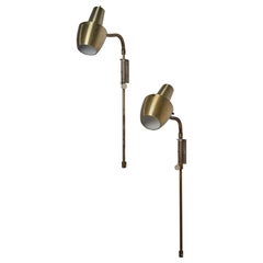 Swedish Designer, Wall Lights, Brass, Sweden, 1970s