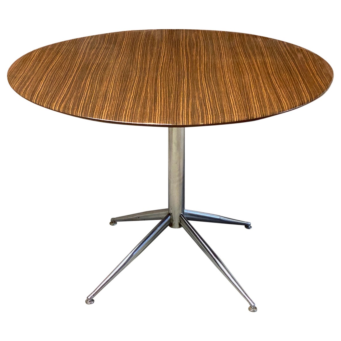 Zebrawood Laminate Round Dining Table For Sale