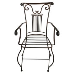 Chaise d'appoint ou d'appoint en fer à colonne sculpturale de style néoclassique du milieu du siècle dernier 