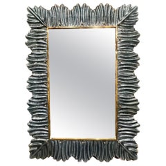 Miroir moderne en verre de Murano bleu