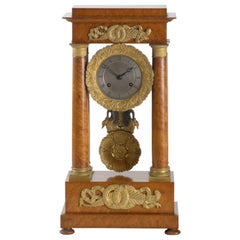 Antique French Portico Timber Clock, circa 1815